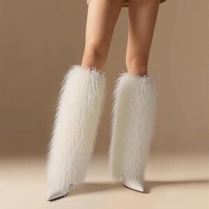 Women's Furry White Boots
